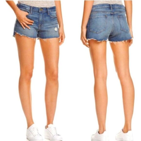 Frame Denim Le High Skinny Distressed Shorts Size 26 - Picture 1 of 8